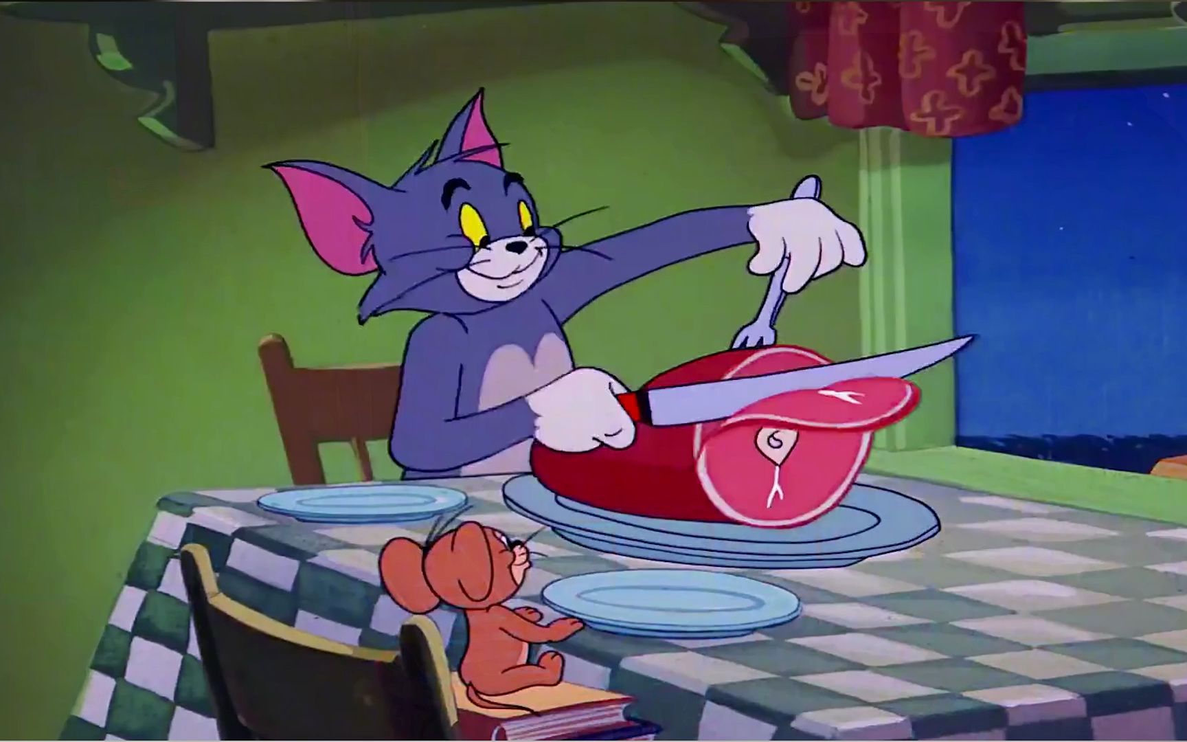 黑猫为了偷吃火腿,伪装成一只流浪猫咪,结果被杰瑞与汤姆拿捏!