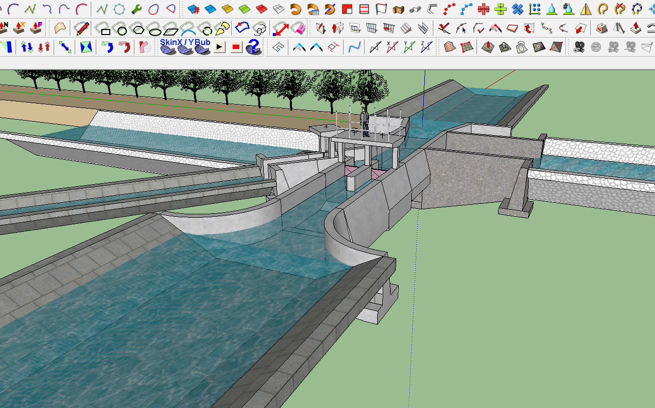 【水利三维建模】【sketchup】「跌水,倒虹吸,渡槽,矩形槽,交叉建筑物