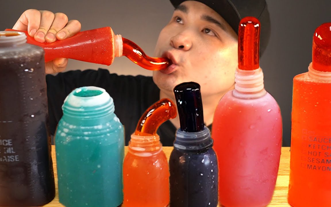 ddeonggae吃播各种颜色的蜂蜜果冻膏