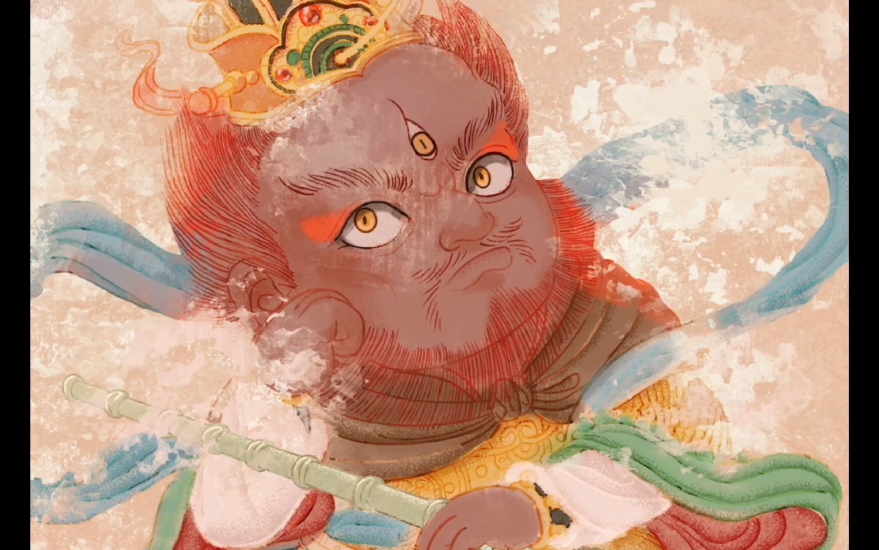 ipad绘画|仿岩彩|王灵官壁画_哔哩哔哩_bilibili