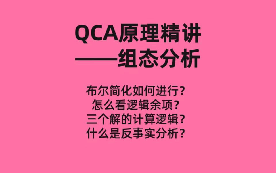 QCA原理与概念精讲组态分析哔哩哔哩bilibili