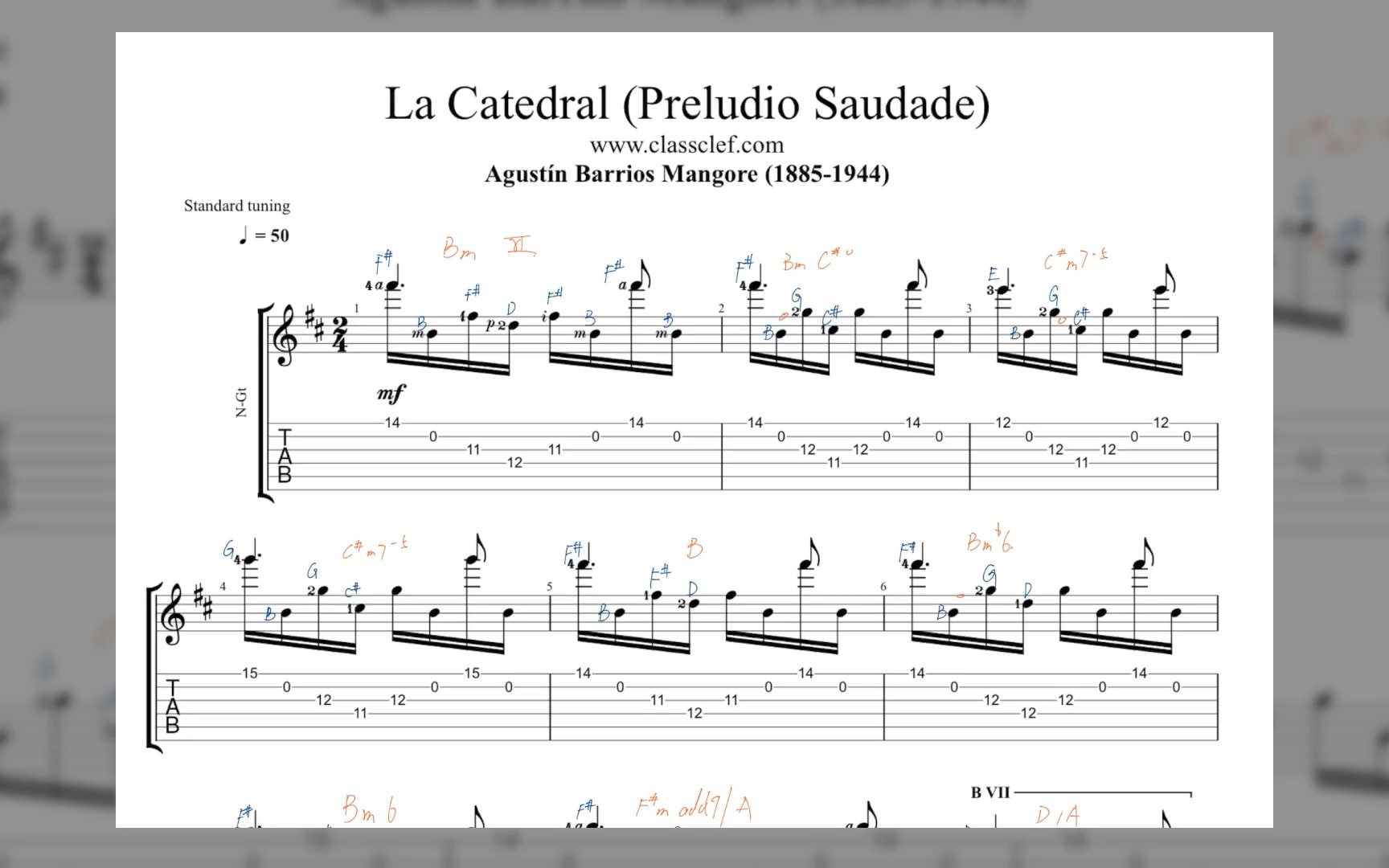 [图]La Catedral (Allegro Solemne) by Augustin Barrios Mangore 古典金曲《大教堂》第一部分