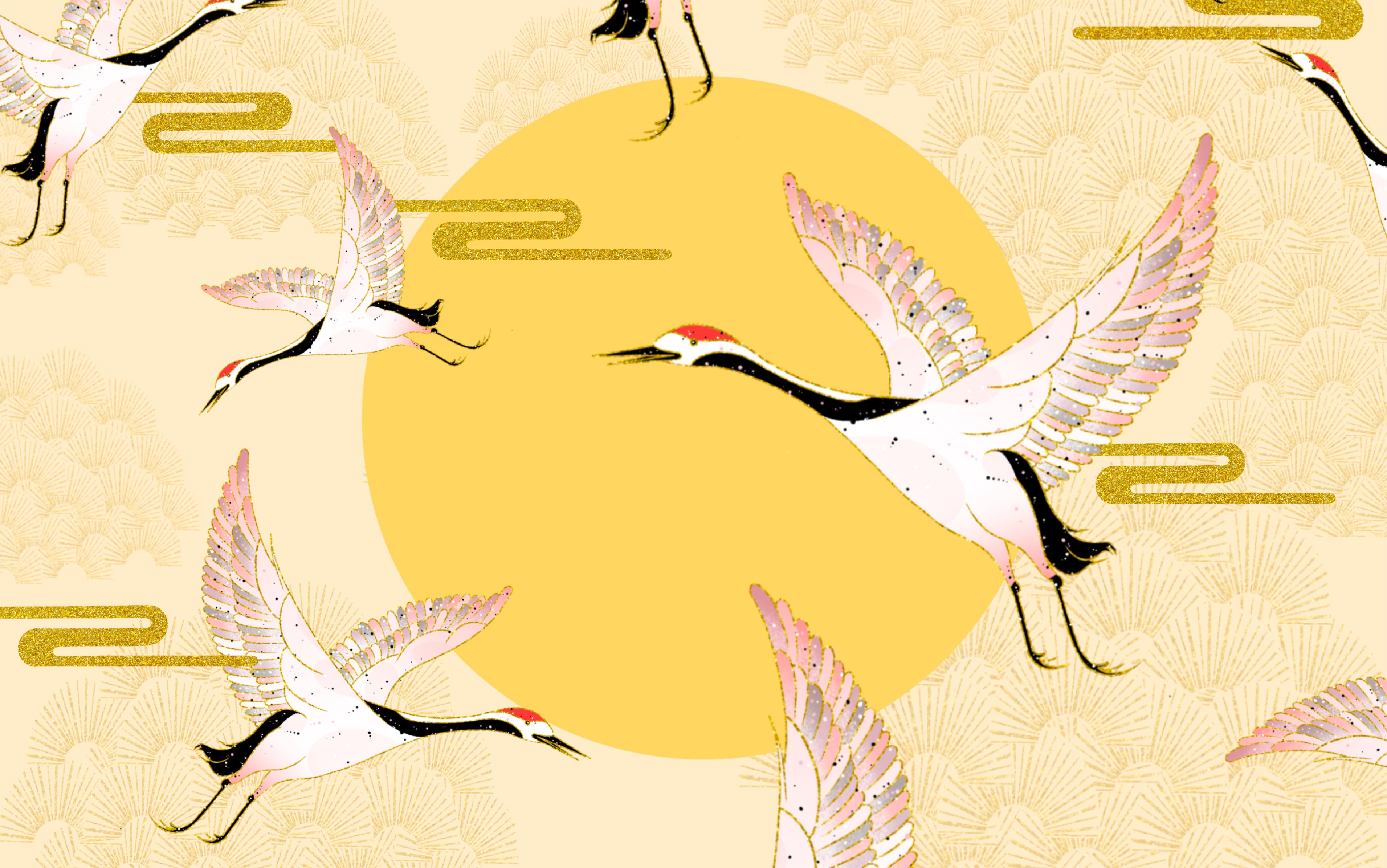 【procreate板绘】国风仙鹤插画作业