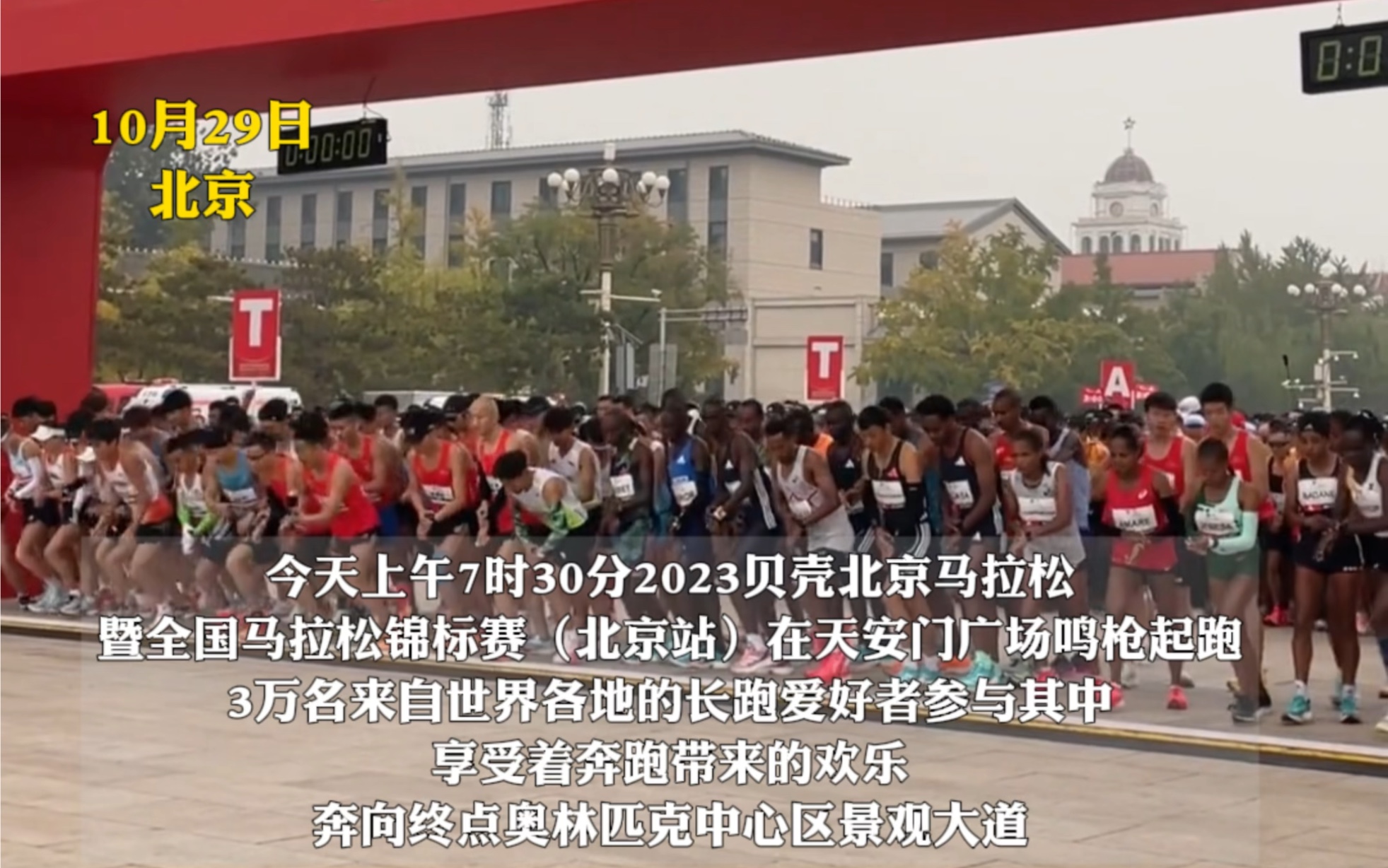 10月29日,北京.3万名长跑爱好者参与今晨北京马拉松,陈天宇第七个冲过终点,是中国选手中的第一名.哔哩哔哩bilibili