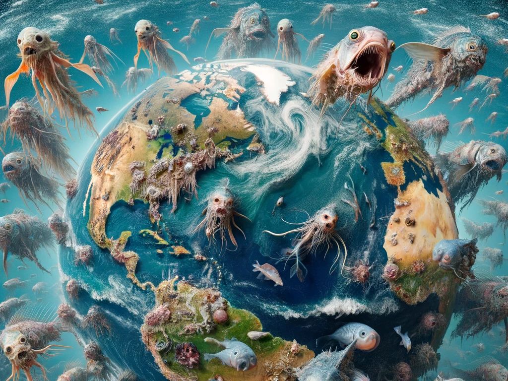 让gpt描绘出被污染后的海洋