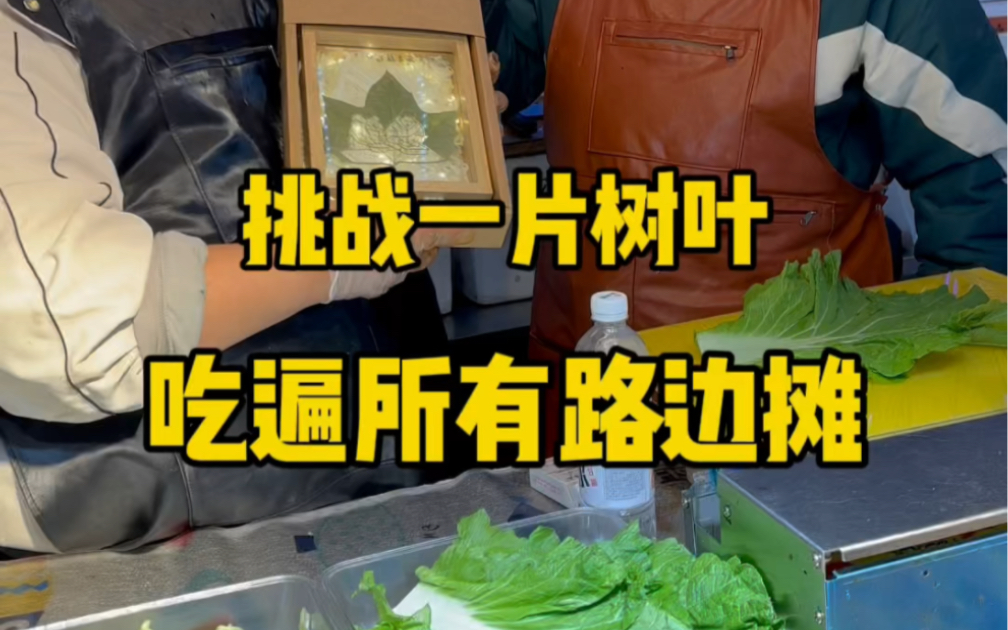 [图]挑战一片树叶吃遍所有路边摊，今天挑战的是：胖姐东北大饭包。