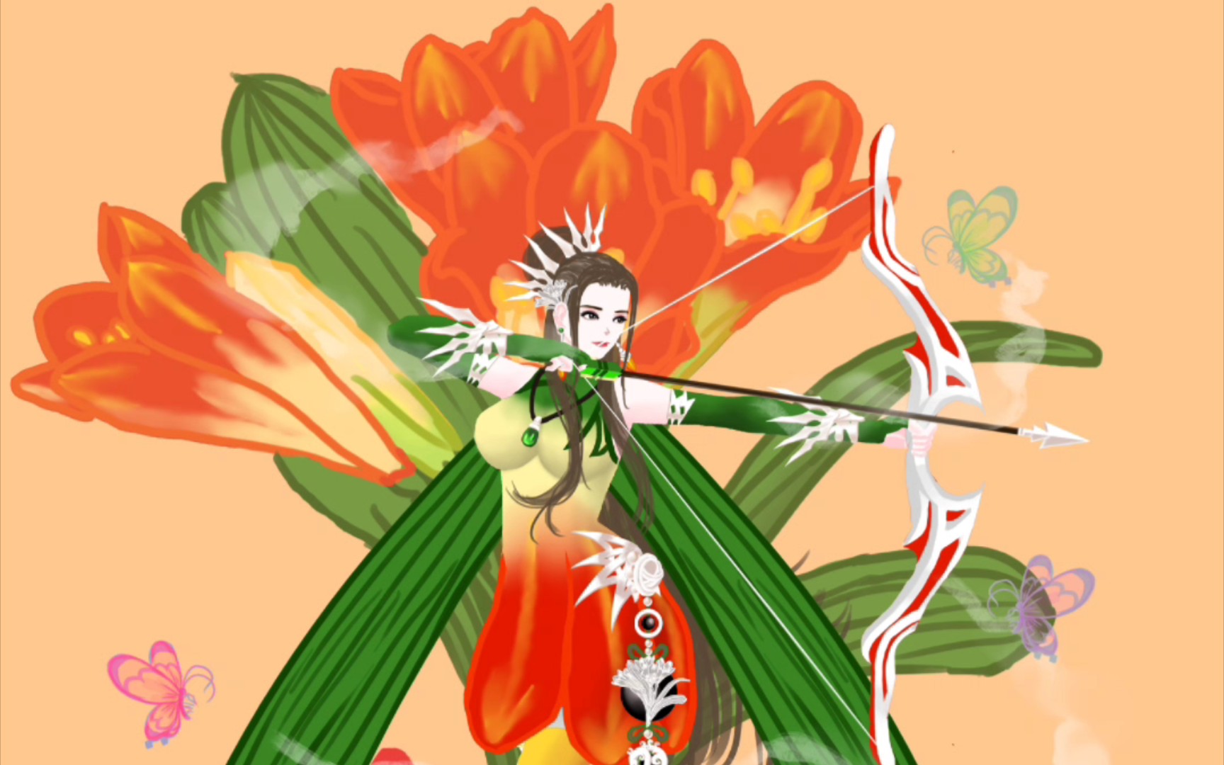 花卉-君子兰花-拟人画