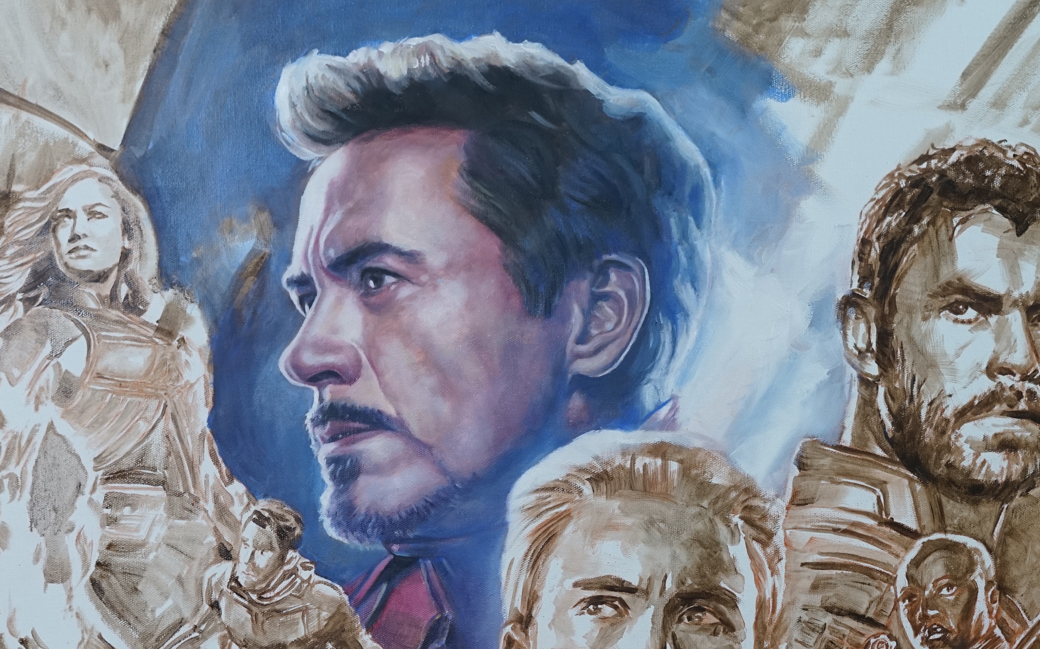 【油画】【钢铁侠】爱你3000遍;钢铁侠不是走了他只是去画画了_哔哩