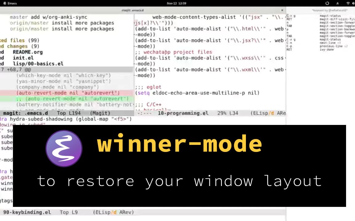 Emacs winnermode 拯救你的窗口布局(英语)哔哩哔哩bilibili