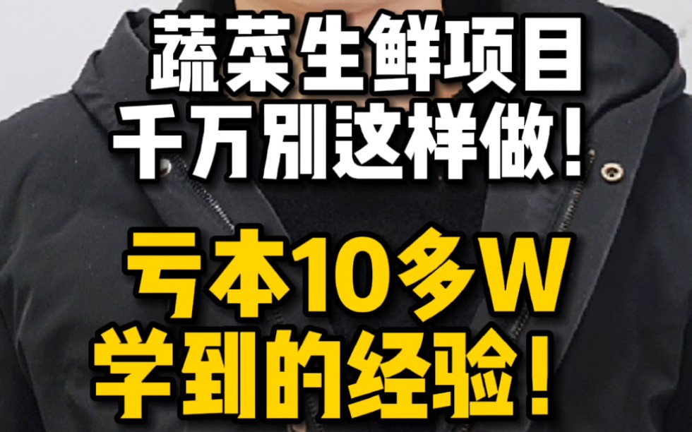 蔬菜生鲜项目,千万别这样做!亏本10多W学到的经验!哔哩哔哩bilibili