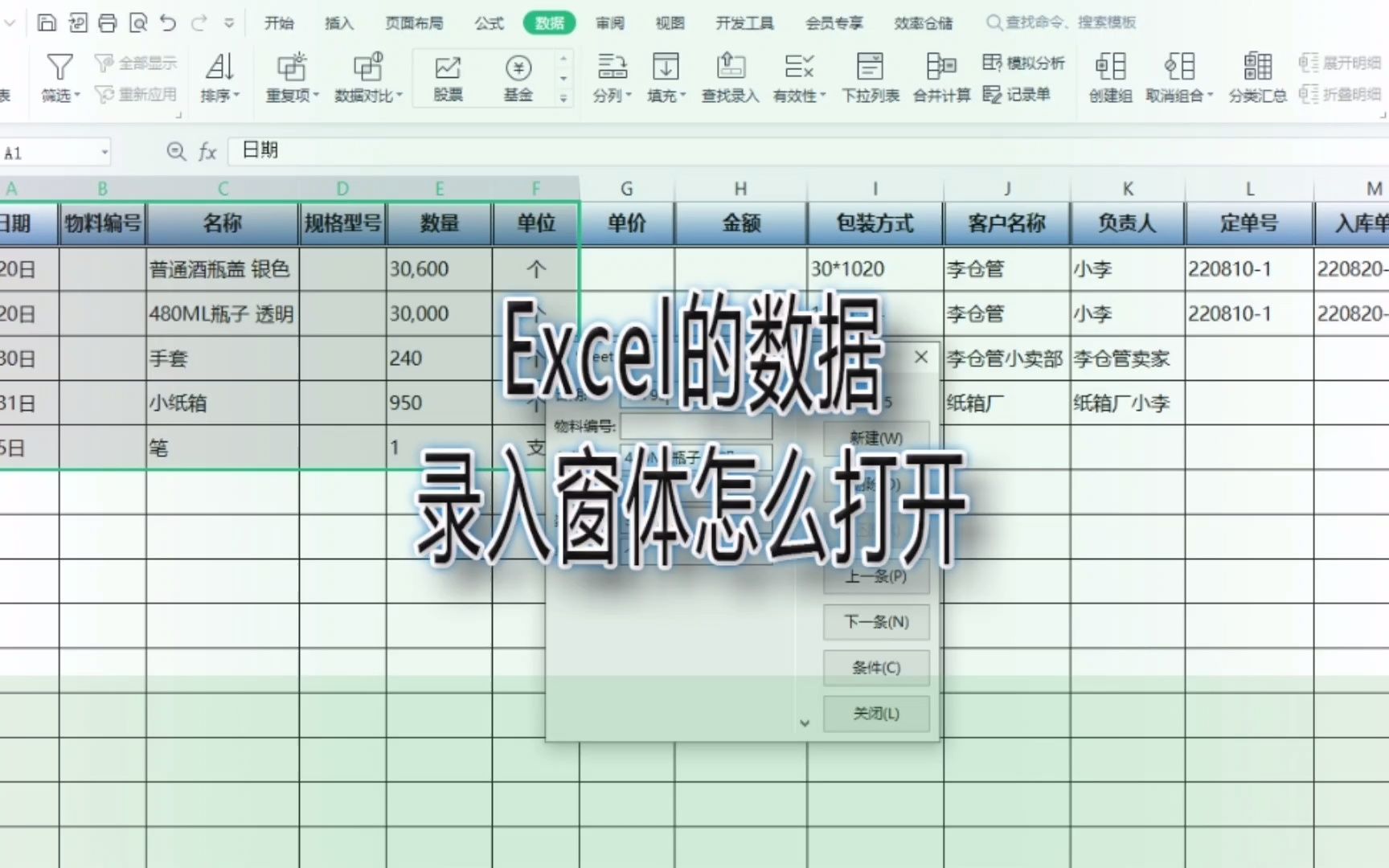 Excel的数据录入窗体怎么打开|第213记哔哩哔哩bilibili