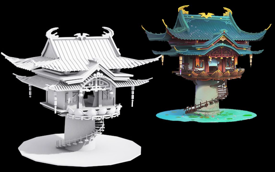 【3dmax建模】从零开始,教你三小时古风场景搭建,建模思路技巧全程