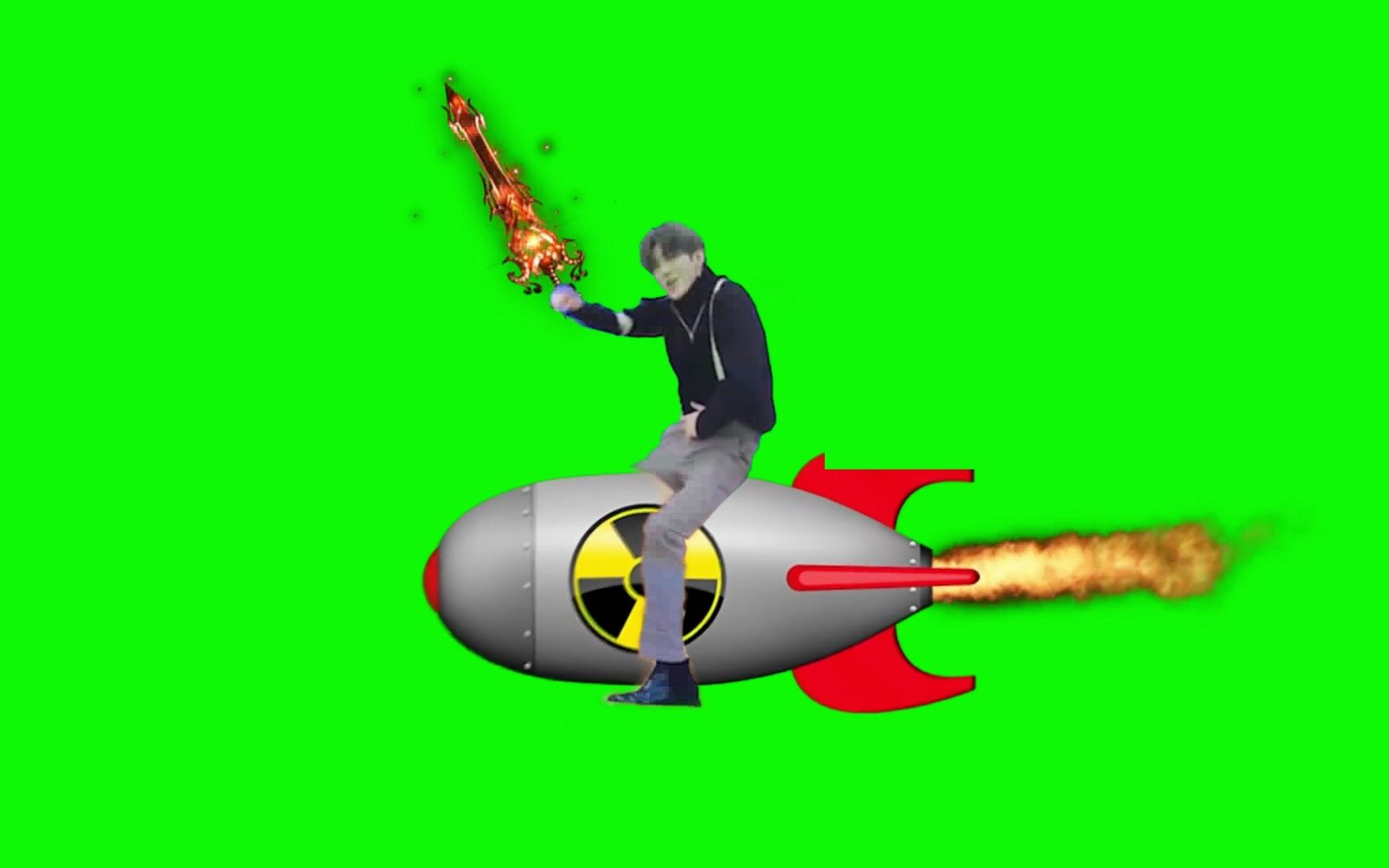 【绿幕】骑火箭蔡徐坤 | 坤坤绿幕素材 | ikun绿幕素材