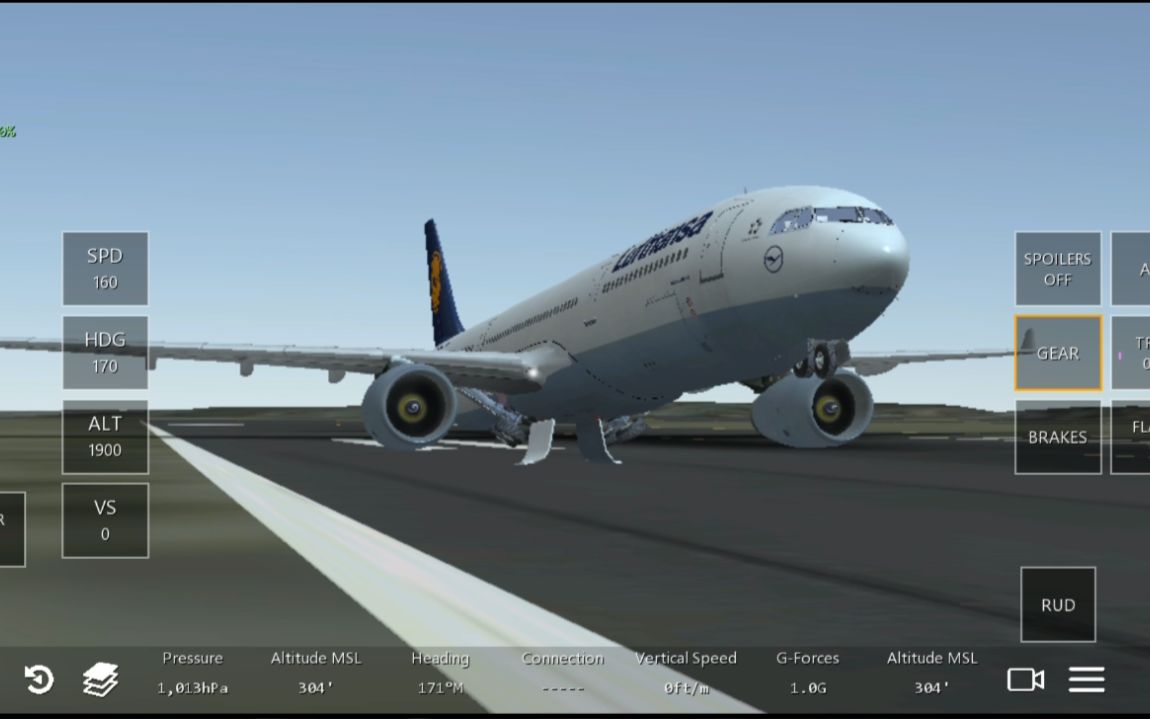 已上传无限飞行汉莎a330300迫降起落架无法放下