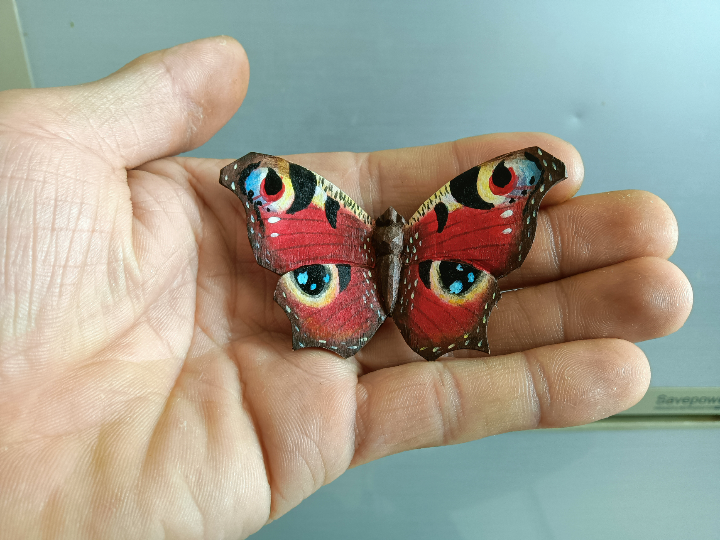 木雕手作蝴蝶,中国风特色木雕,纯手工雕刻,彩绘,很漂亮96