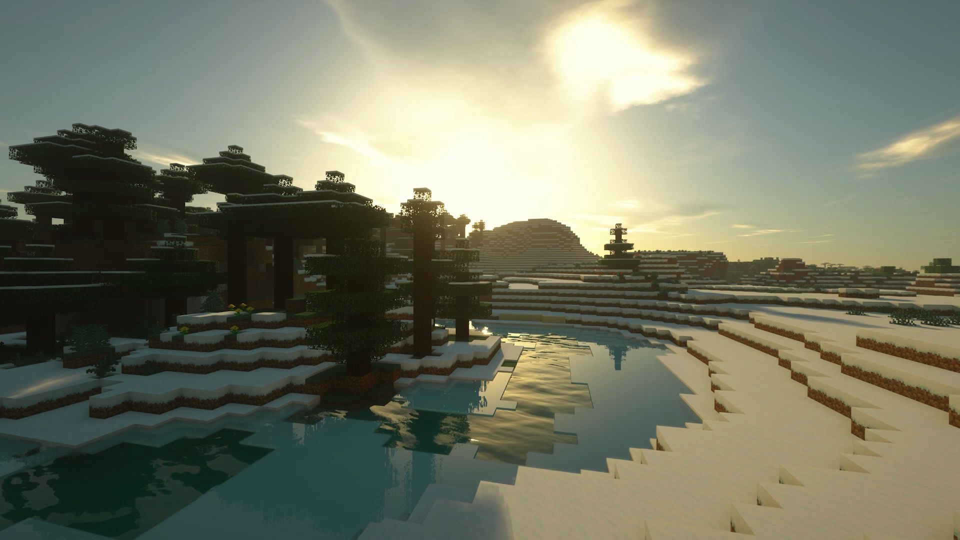 minecraft 动态壁纸 雪原上的一天