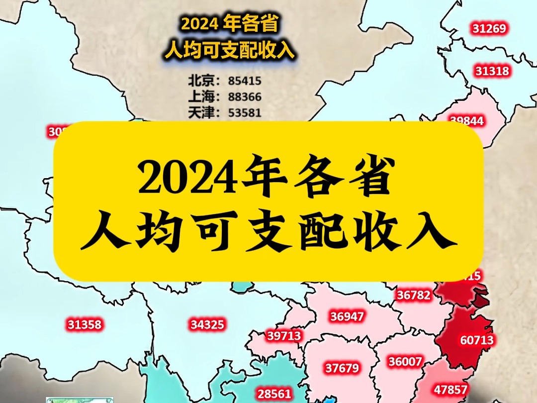 2024年各省人均可支配收入哔哩哔哩bilibili