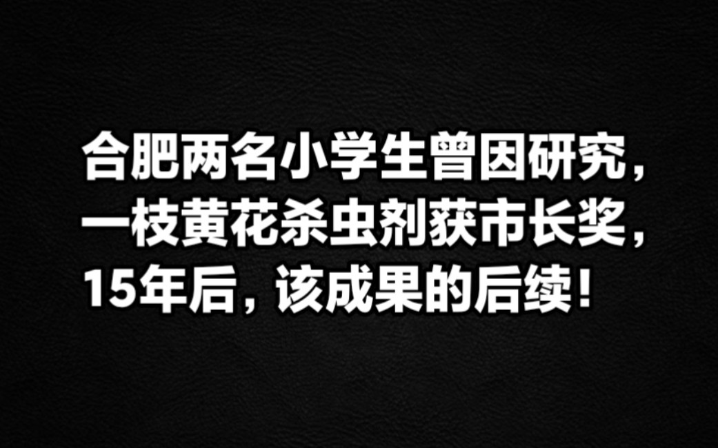 合肥两名小学生曾因研究一枝黄花杀虫剂获市长奖,15年后该成果的后续!哔哩哔哩bilibili