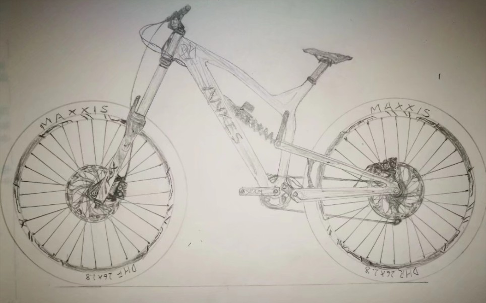 自行车细节图手绘图片