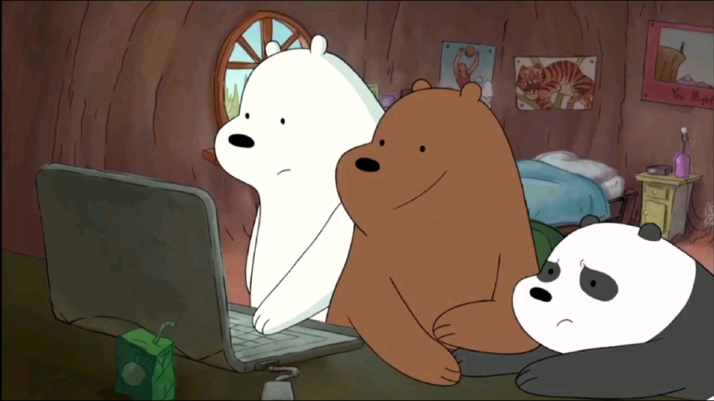 咋们裸熊:胖达白熊一起玩起了电脑,表情亮了!