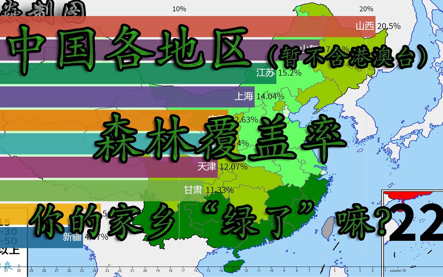 【数据可视化】中国各地区(暂不含港澳台)森林覆盖率,你的家乡“绿了”嘛?哔哩哔哩bilibili