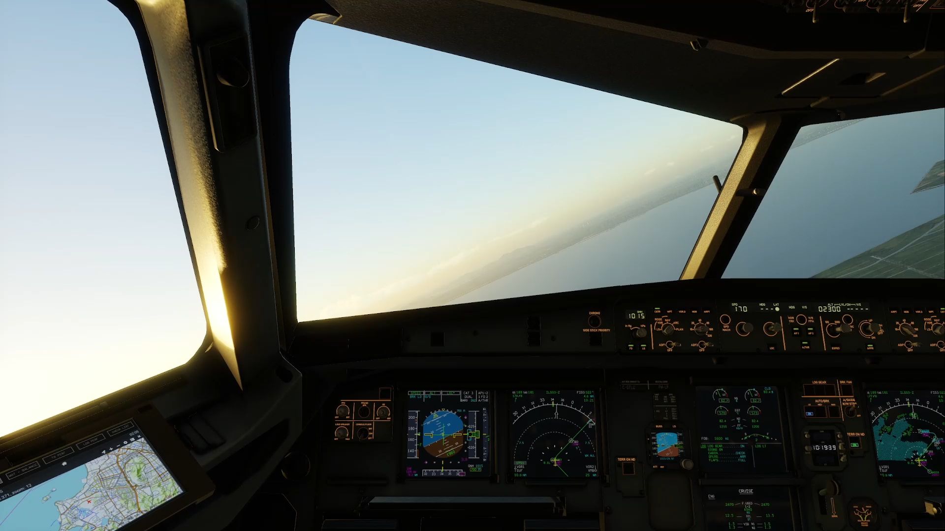 【a321驾驶舱】无锡苏南硕放机场落地 | 太湖上进近 | 绝美夕阳