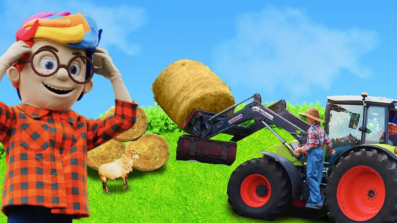 the kids dressed as farmers take care of the farms animals