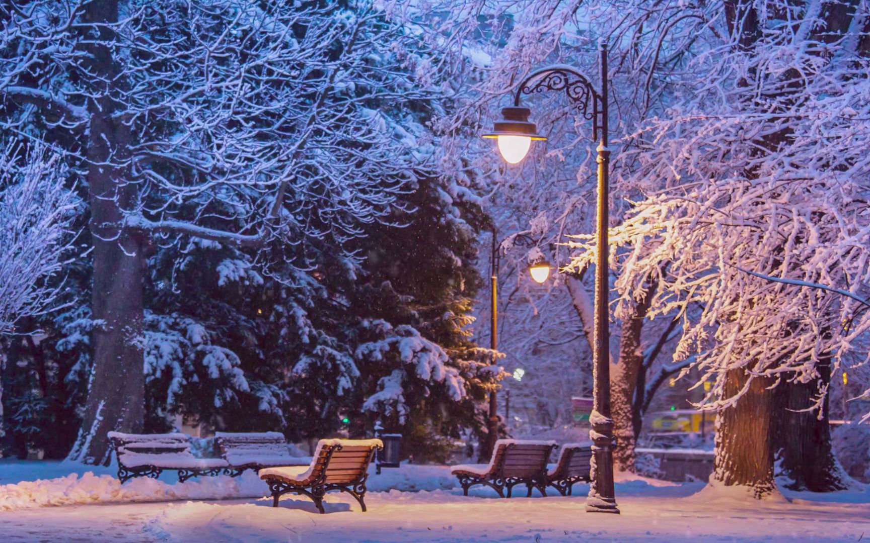 最浪漫的雪夜 你我坐在长椅上听雪落下的声音 l 路灯下的雪 l 爵士