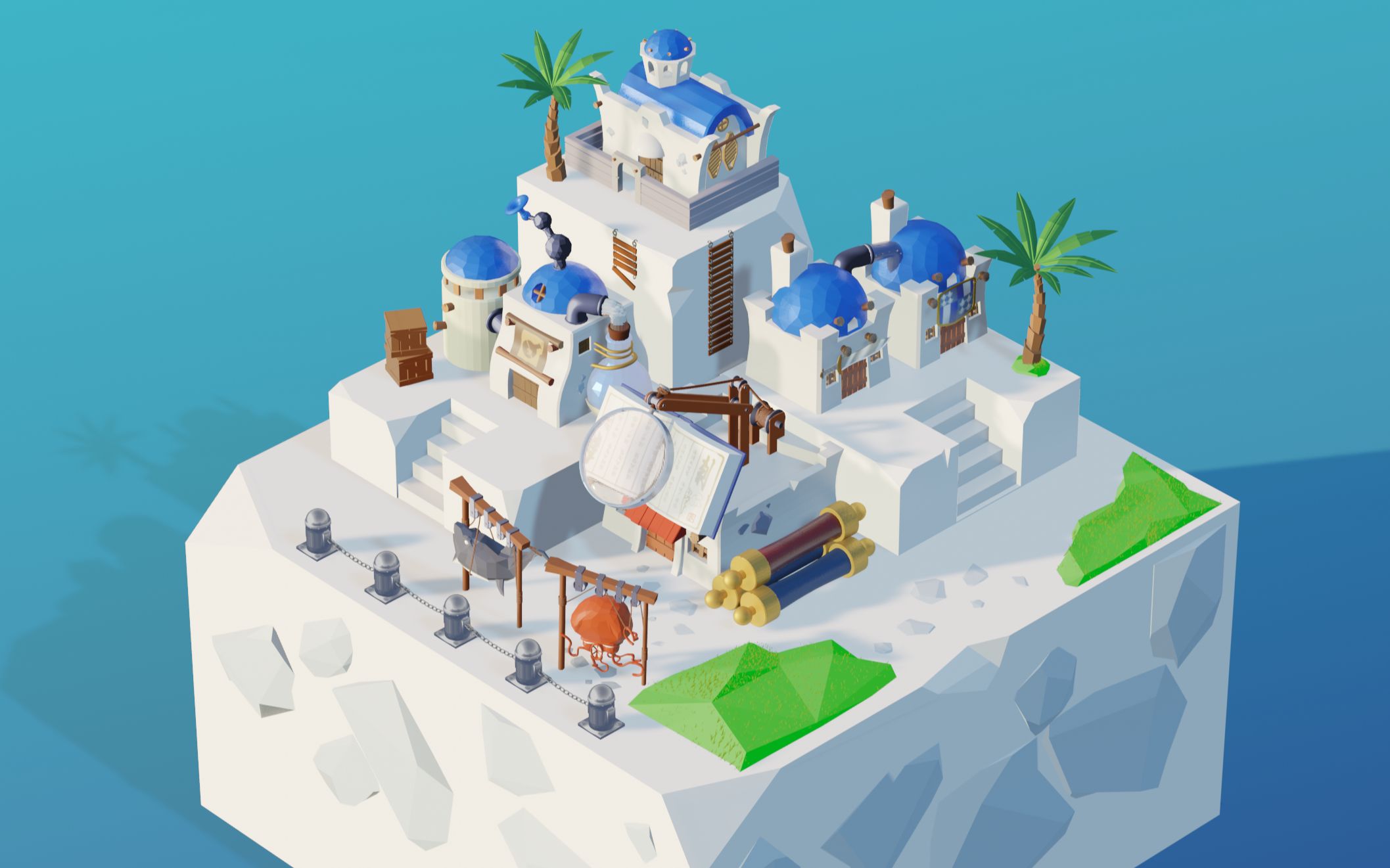 用blender搭了个冒险岛明珠港景观