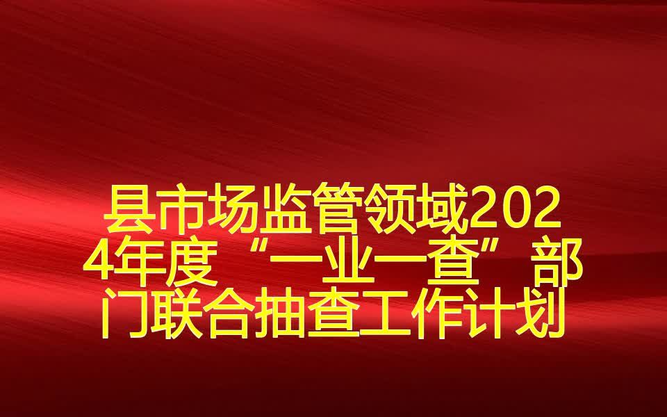 县市场监管领域2024年度“一业一查”部门联合抽查工作计划哔哩哔哩bilibili