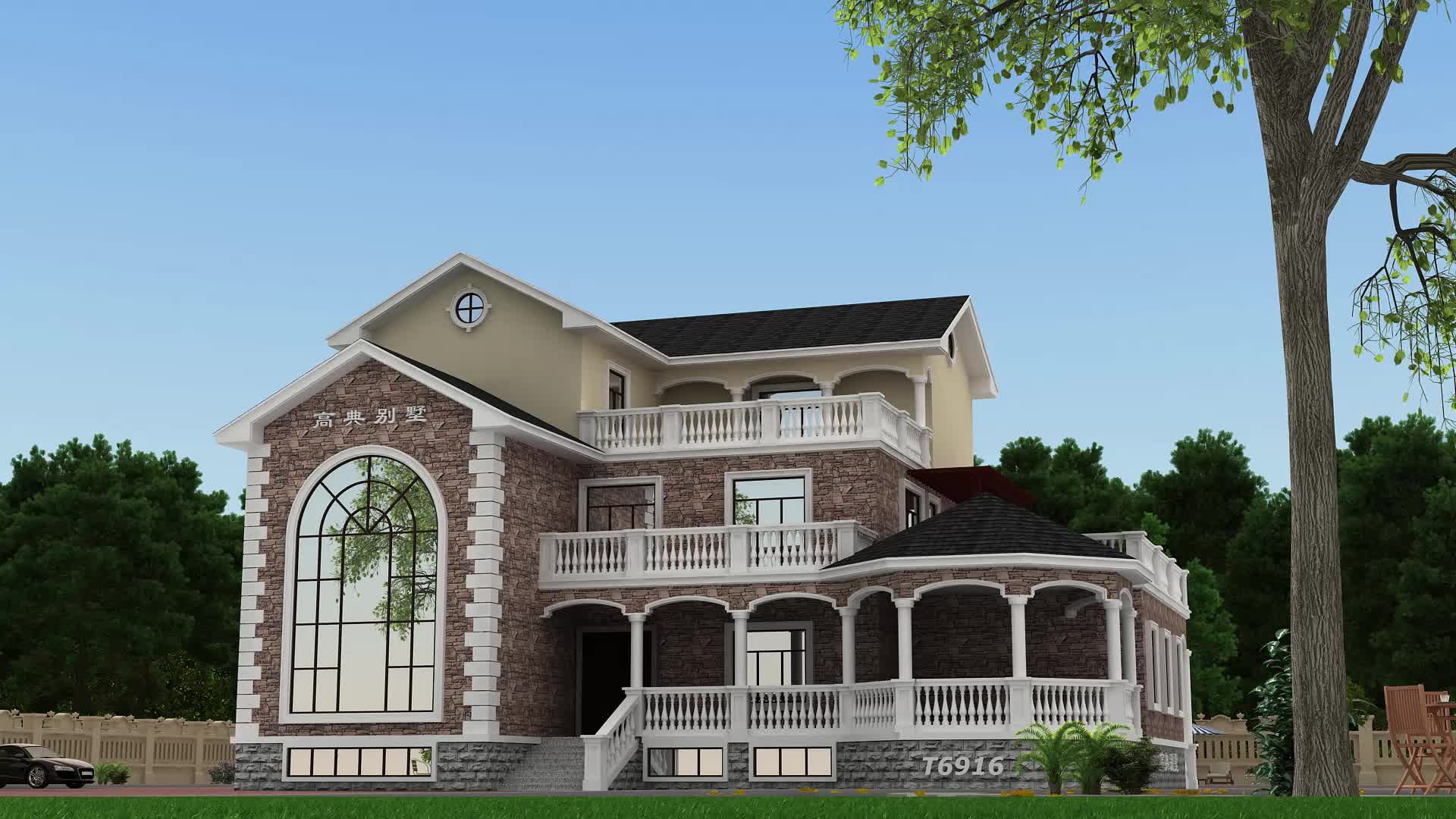 这款农村别墅,带有后门的设计,非常符合农村人生活的方式.