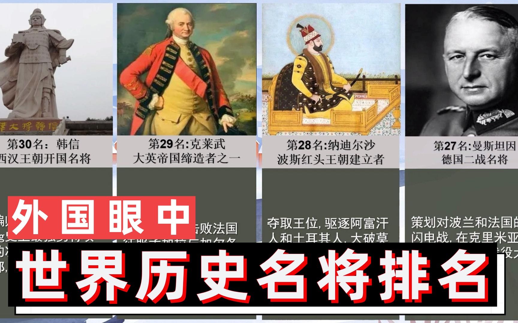 外国人眼中世界历史名将排名,中国仅有3位上榜!哔哩哔哩bilibili