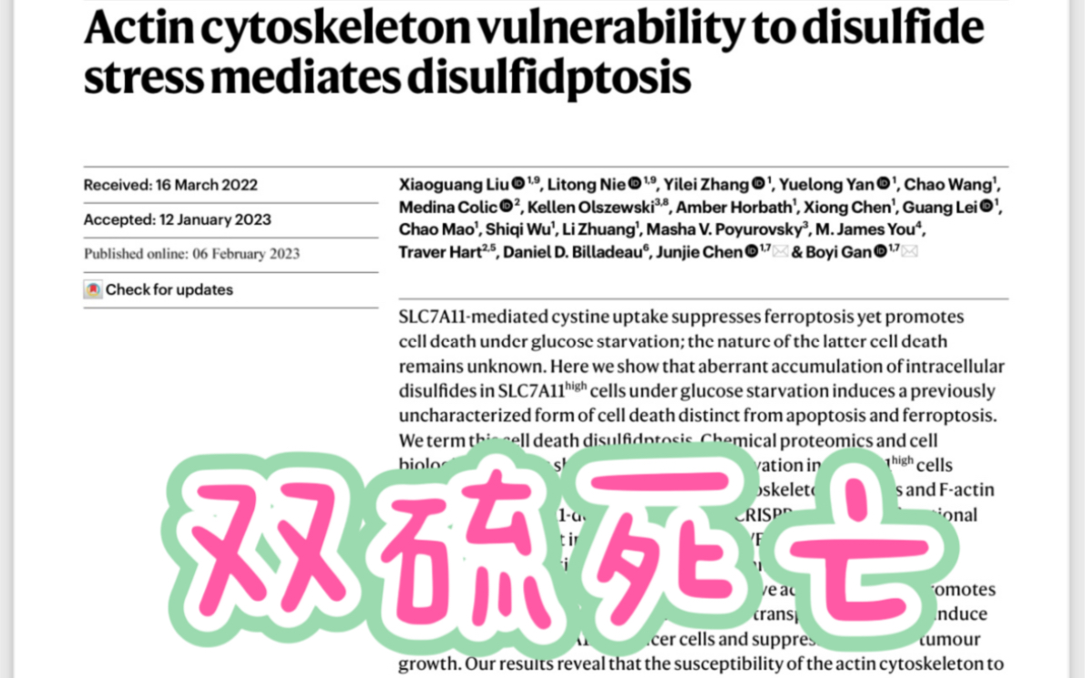 新近发现的热点细胞死亡方式双硫死亡哔哩哔哩bilibili