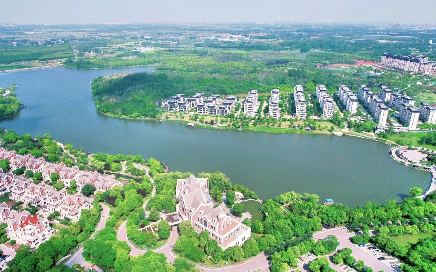 合肥长丰:航拍鹭山湖风光