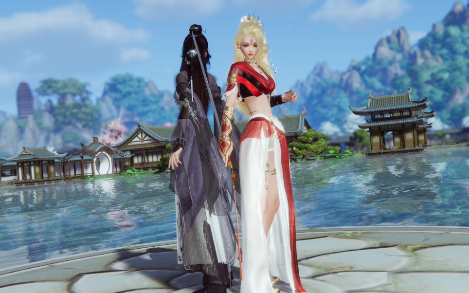 剑网三五七七夕盒子双成女舞剑走路展示模特喵姐花姐