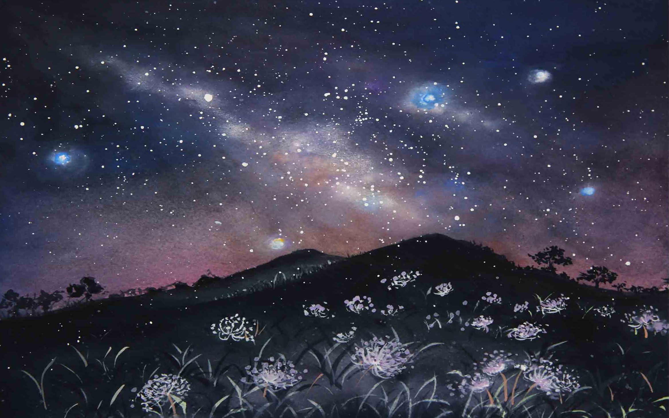 【绘画教程】用水彩画出绚烂的星空!简单易学!