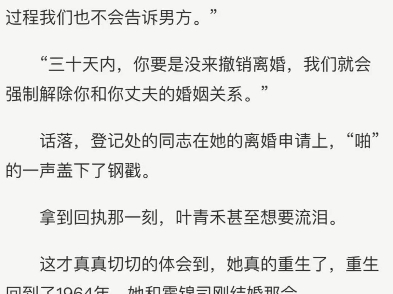 《重生六零一别两宽》叶青禾霍锦司“同志,您确定要申请强制离婚吗?” 小说完整版哔哩哔哩bilibili