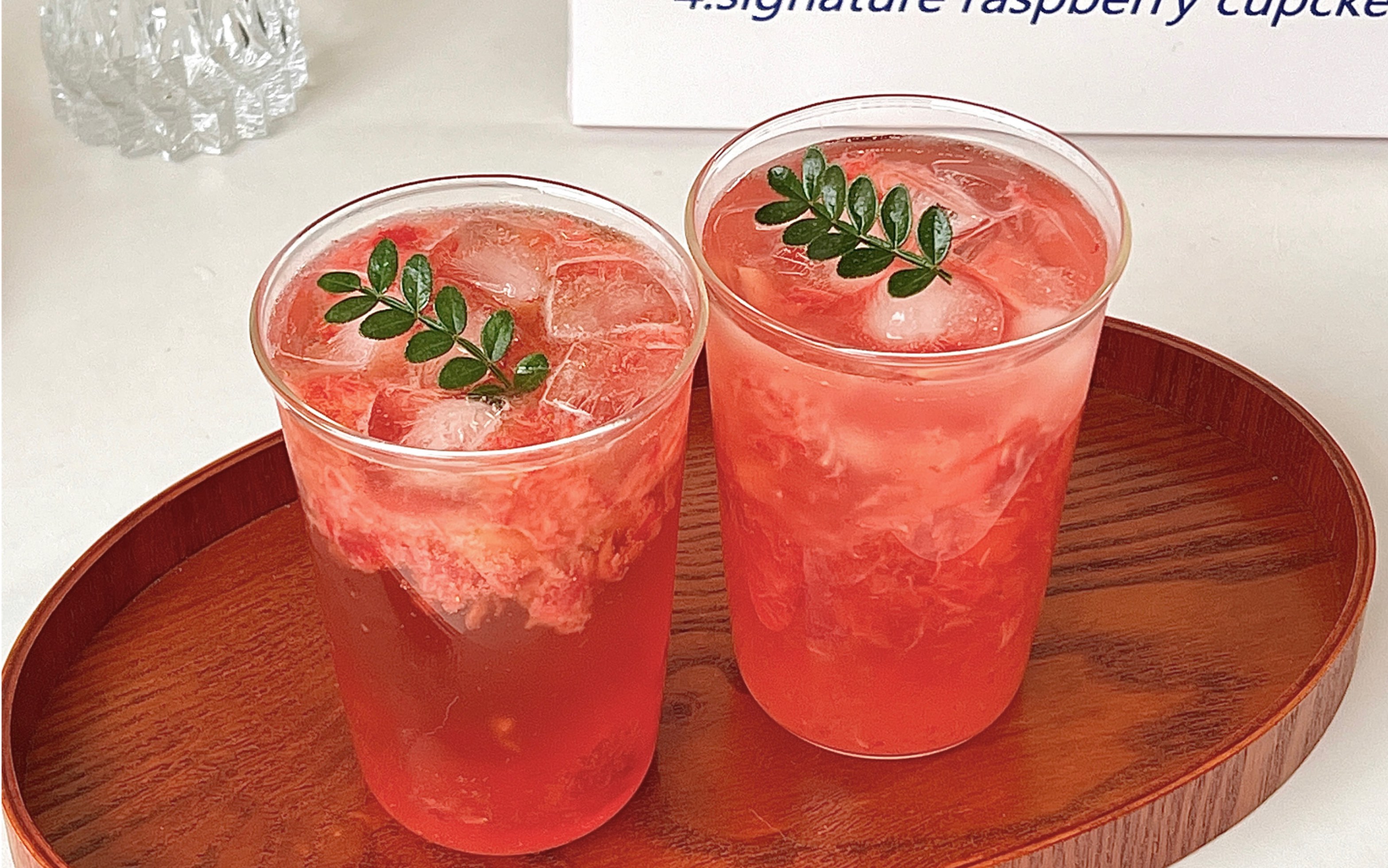 草莓饮品🍓咖啡&果茶太好喝啦!!! 做法简单_哔哩哔哩_bilibili