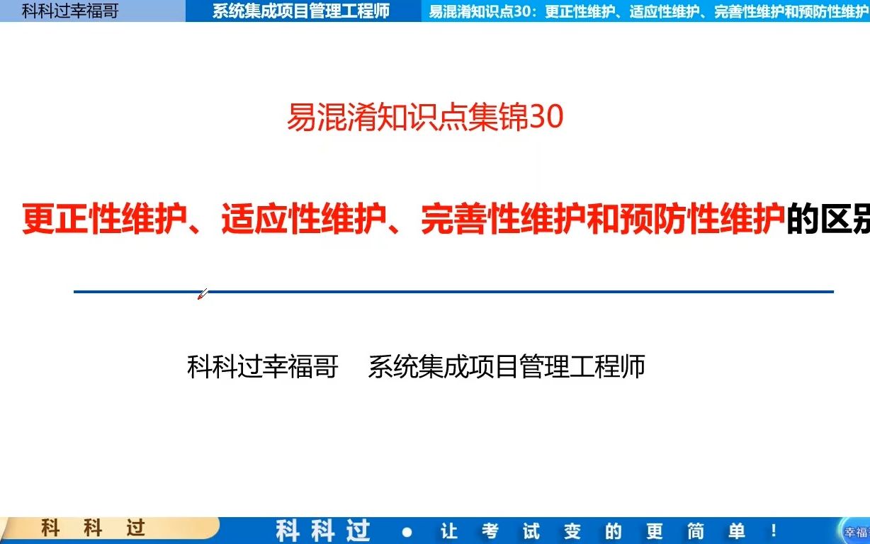 【中级】易混淆考点锦集30:更正性/适应性/完善性/预防性维护的区别哔哩哔哩bilibili