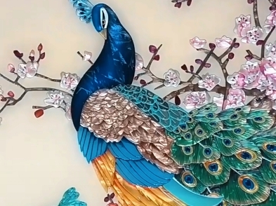 孔雀之美!手工绘制艺术墙画