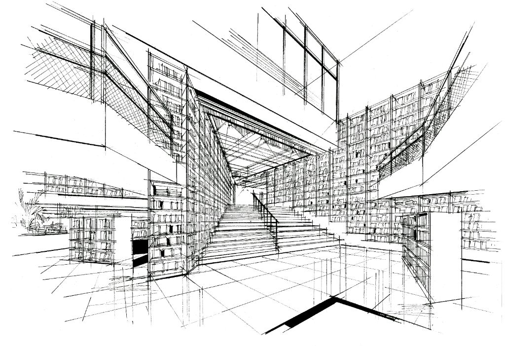 室内设计手绘/书吧空间透视线稿表达哔哩哔哩bilibili