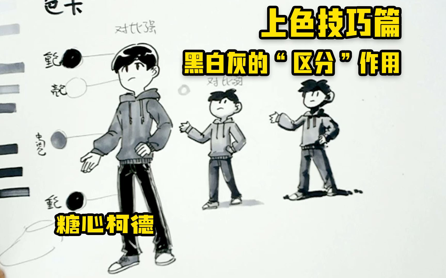 [图]『动漫手绘』上色技巧篇：黑白灰的“区分”作用 |动画|插画|漫画|游戏|考研|高考|校考|美术生