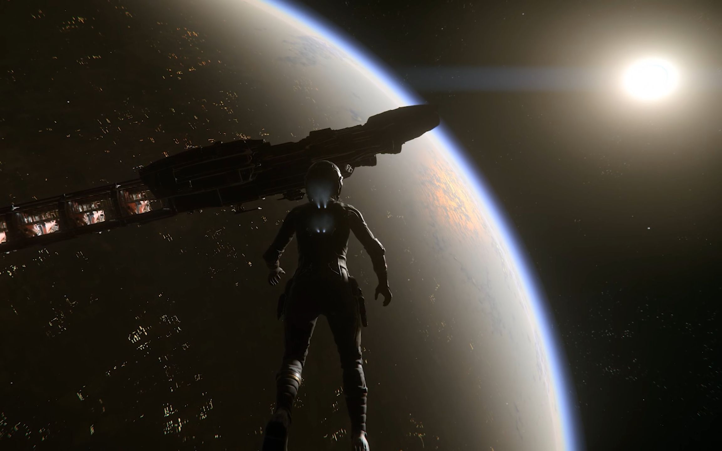 从太空中俯视弧光星夜景-星际公民