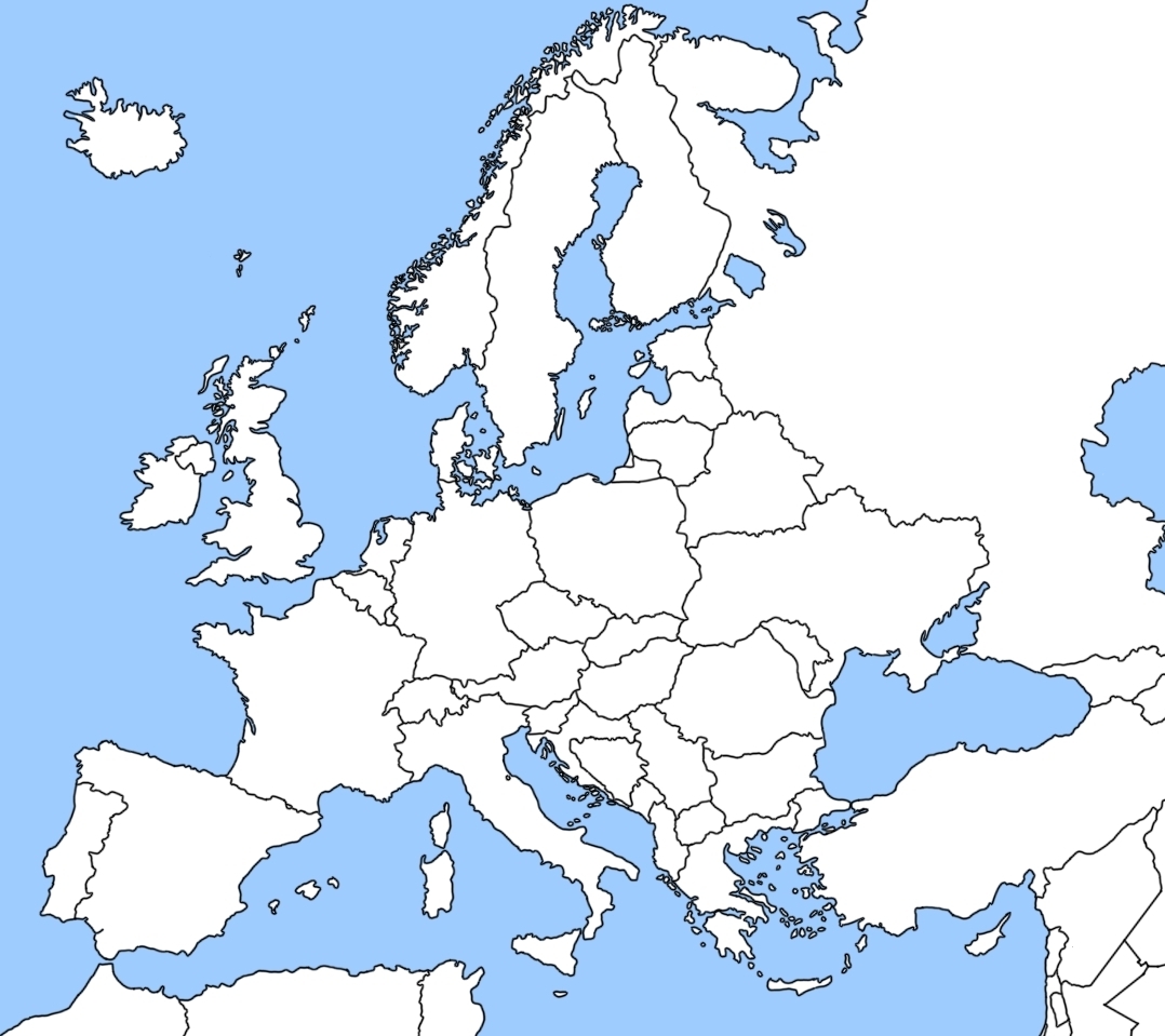 欧洲地图无字图片
