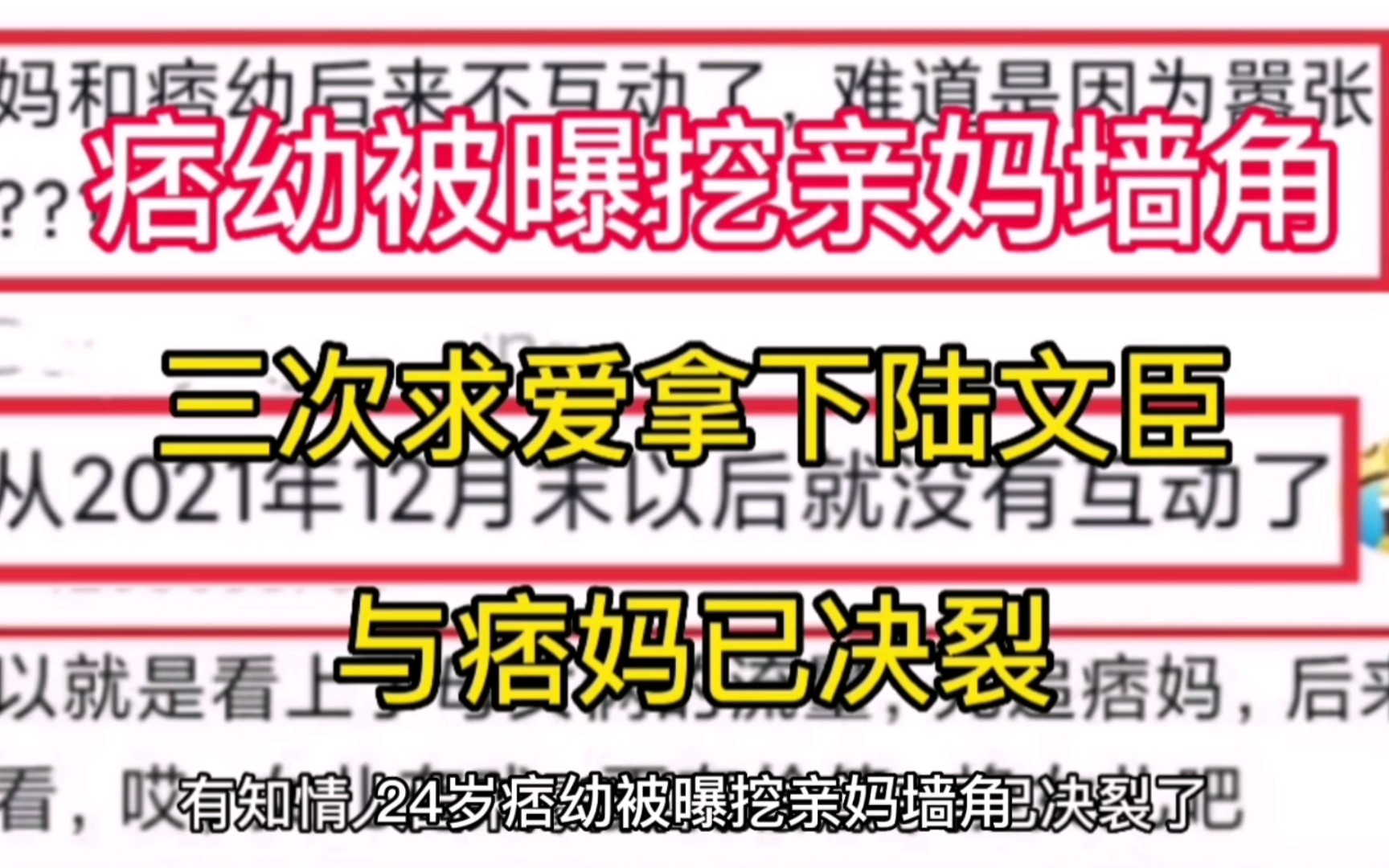 24岁痞幼被曝挖亲妈墙角,三次求爱拿下49岁陆文臣,与痞妈已决裂哔哩哔哩bilibili