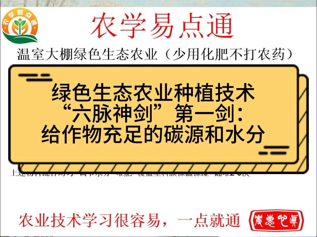 绿色生态农业(少用化肥不打农药)优质高产“六脉神剑”种植技术哔哩哔哩bilibili