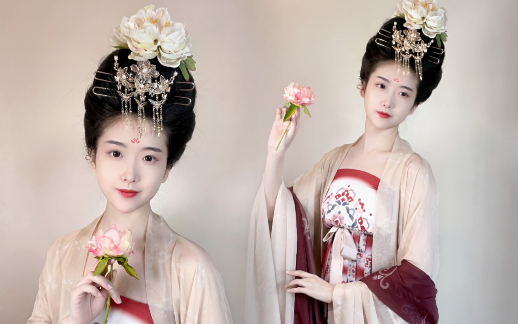 [图]【汉服发型教程】簪花仕女图仿妆 | 晚唐五代高髻 | 汉服发型教程