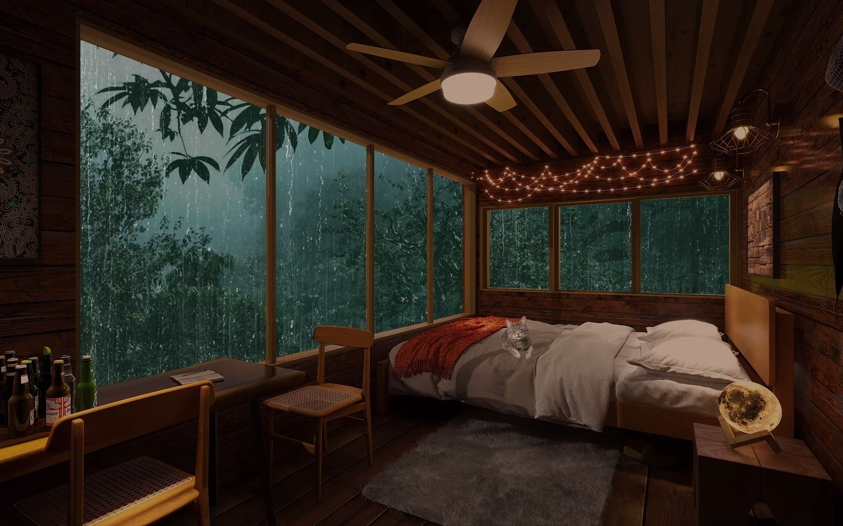 在森林深处的小木屋里安静的听雨,最适合睡觉的雨声,学习,放松,环境白