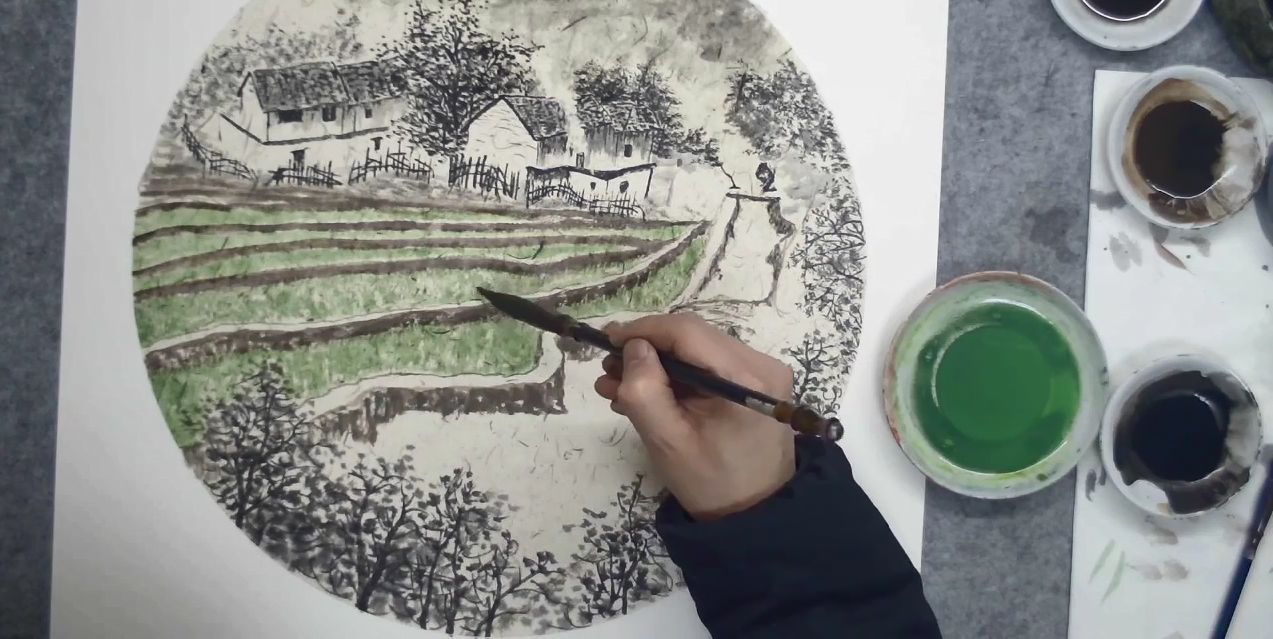 学国画怎么入门嫩绿的禾苗也可以入国画太美了