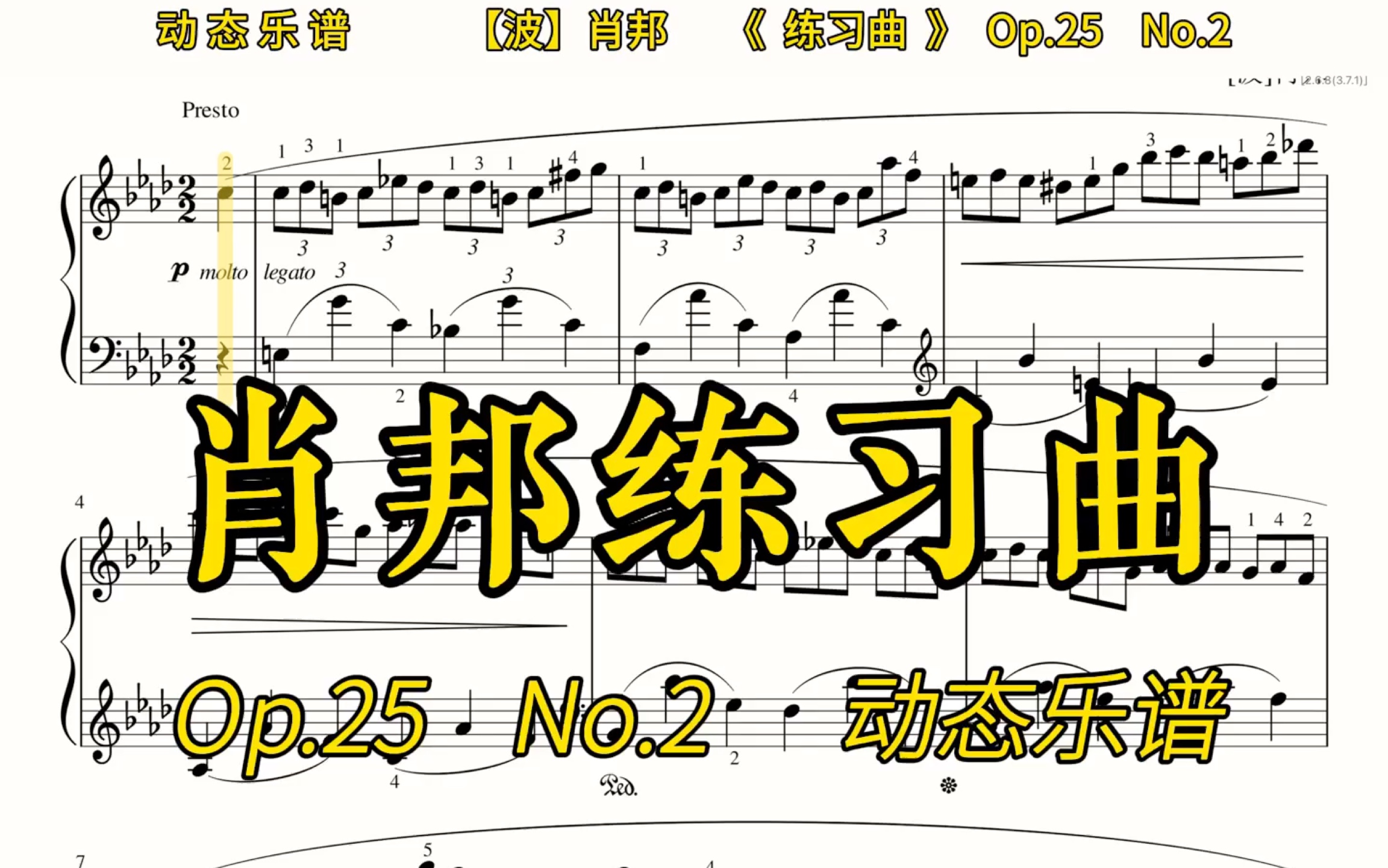 【動態樂譜/曲譜同步】央音鋼琴考級九級《肖邦鋼琴練習曲》op.25 no.